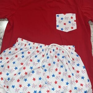 The smocking place Red and White Kids Matching Set with Star Pattern patriotic